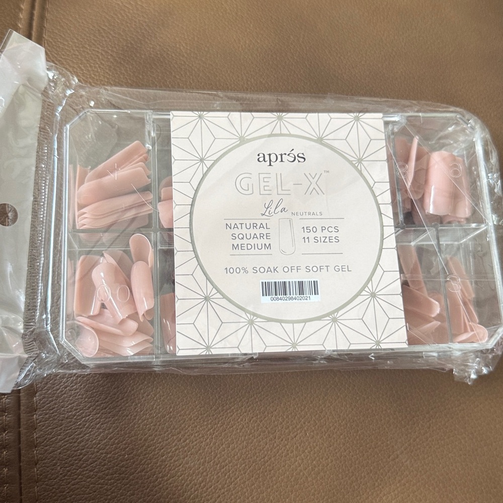 Brand New! Aprés Gel-X Natural Square Medium Nail Tips. Color is Lila